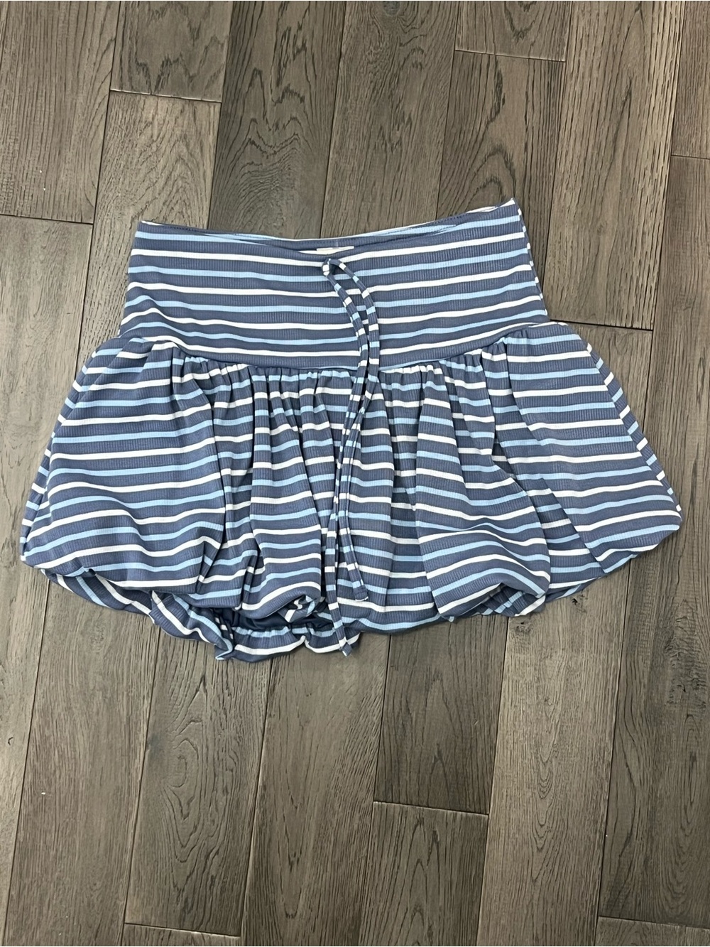 No Boundaries Blue and White Striped Bubble Skort